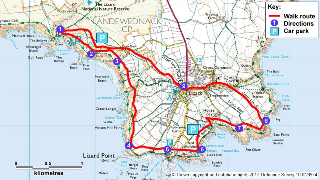 Lizard Coastal Walk Map